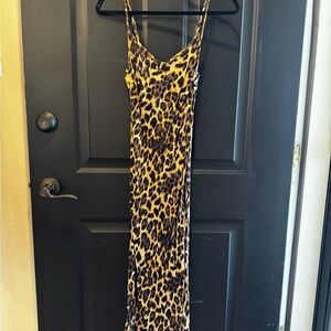 NATION LTD Satin Slip Dress - Leopard print